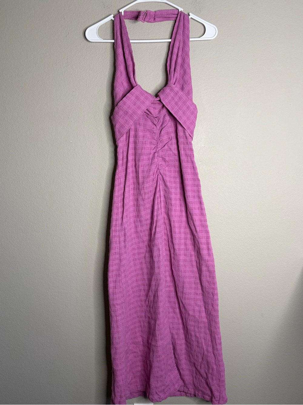 NWT Free People Nya Maxi Dress  Pink Boho Plunge Neck Cut Out Split size small